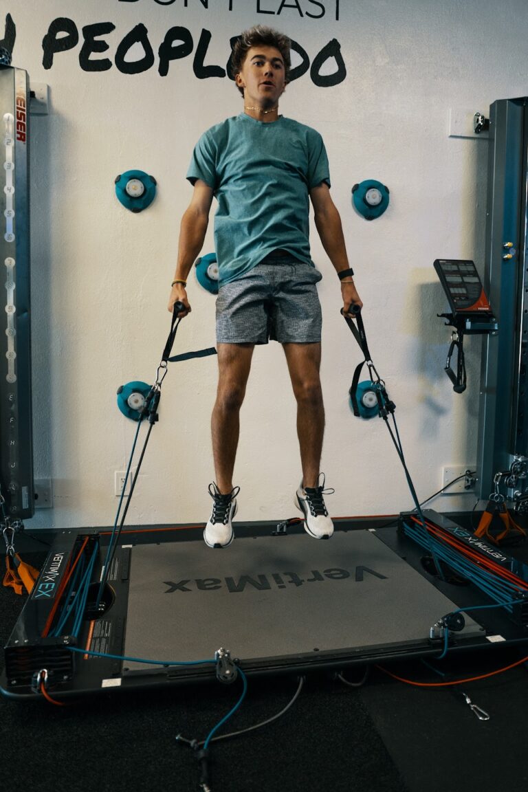 Youth athlete jump training on a VertiMax at Stealth Performance, Phoenix