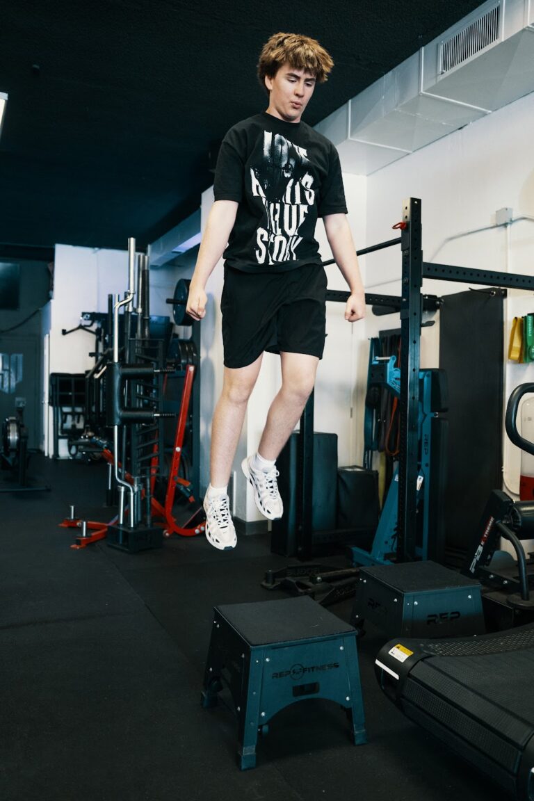 Youth athlete working on jumping and landing mechanics at Stealth Performance in Phoenix
